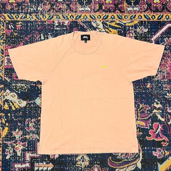 Stussy Pink Embroidered T-Shirt Size Small Womens Y2K Surf Streetwear - Picture 1 of 2